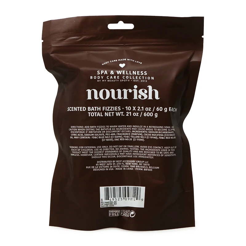 10-count scented bath fizzies with coconut oil