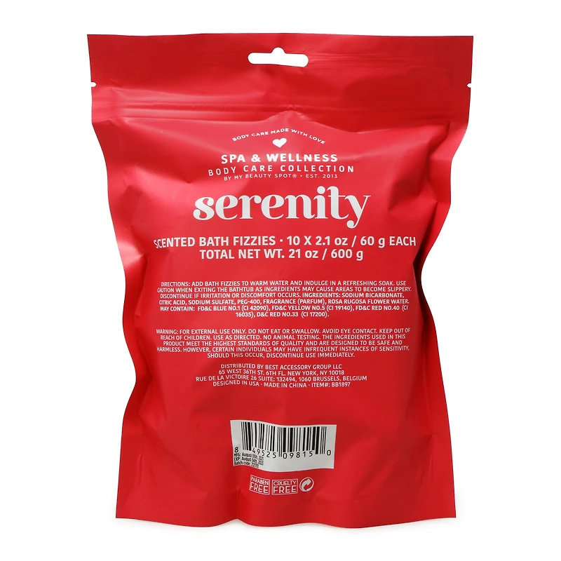 10-count scented bath fizzies with rosewater