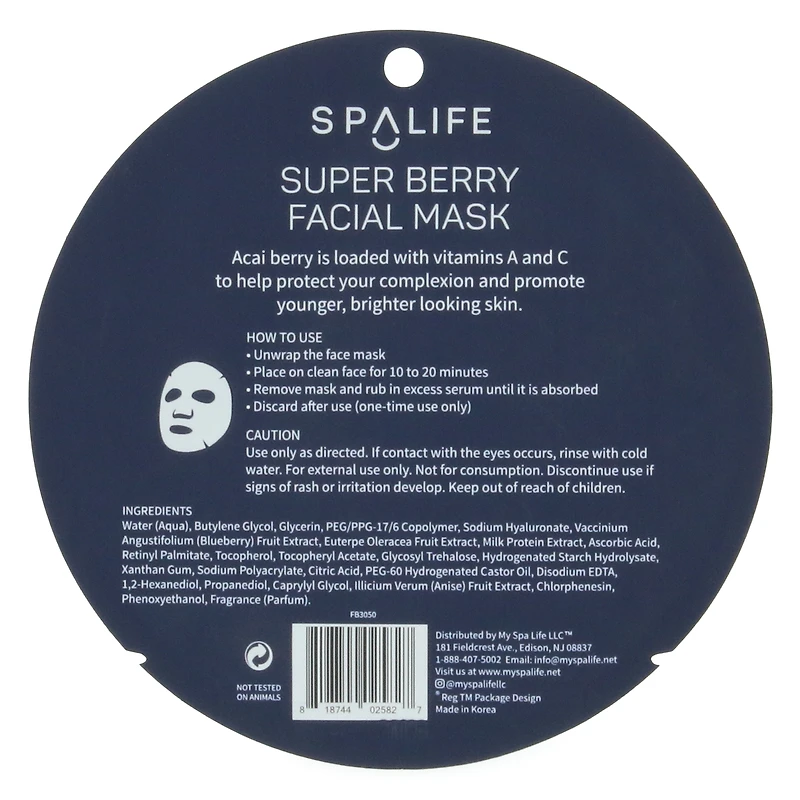 spa life™ super berry facial mask 0.81oz