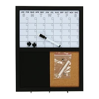 dry erase calendar w/ chalkboard, corkboard 15in