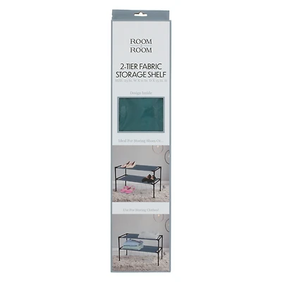 2-tier fabric storage shelf - black & green