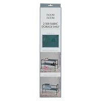 2-tier fabric storage shelf - black & green