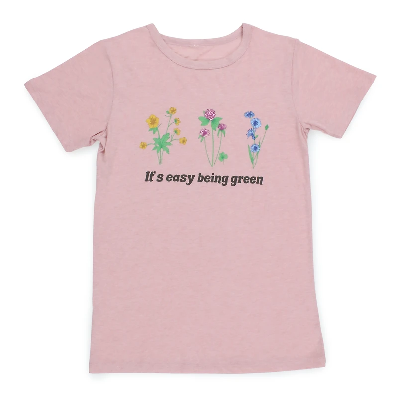 Juniors 'It's Easy Being Green' Floral Graphic Tee