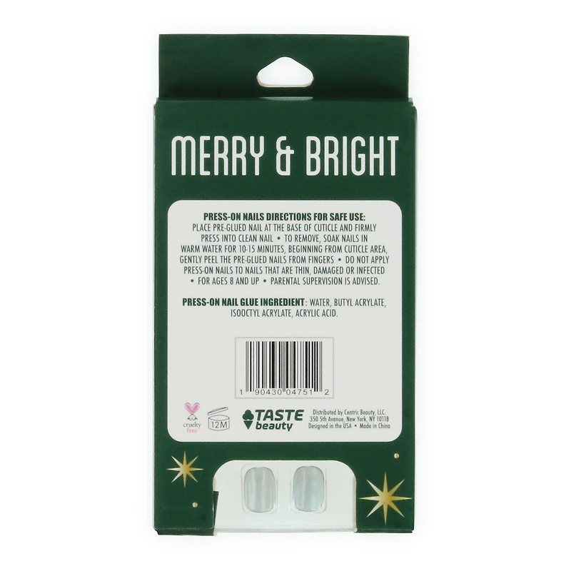 merry & bright press-on nails 18-piece set