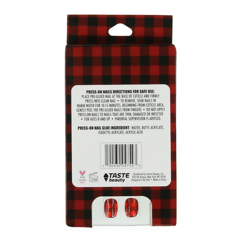 plaid press-on nails 18-piece set