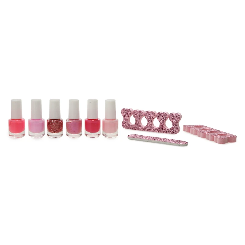 pink nail kit with 6 x nail polish