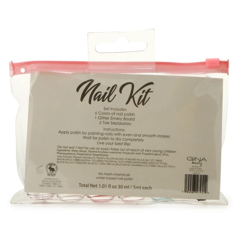 tropical nail kit with 6 x nail polish