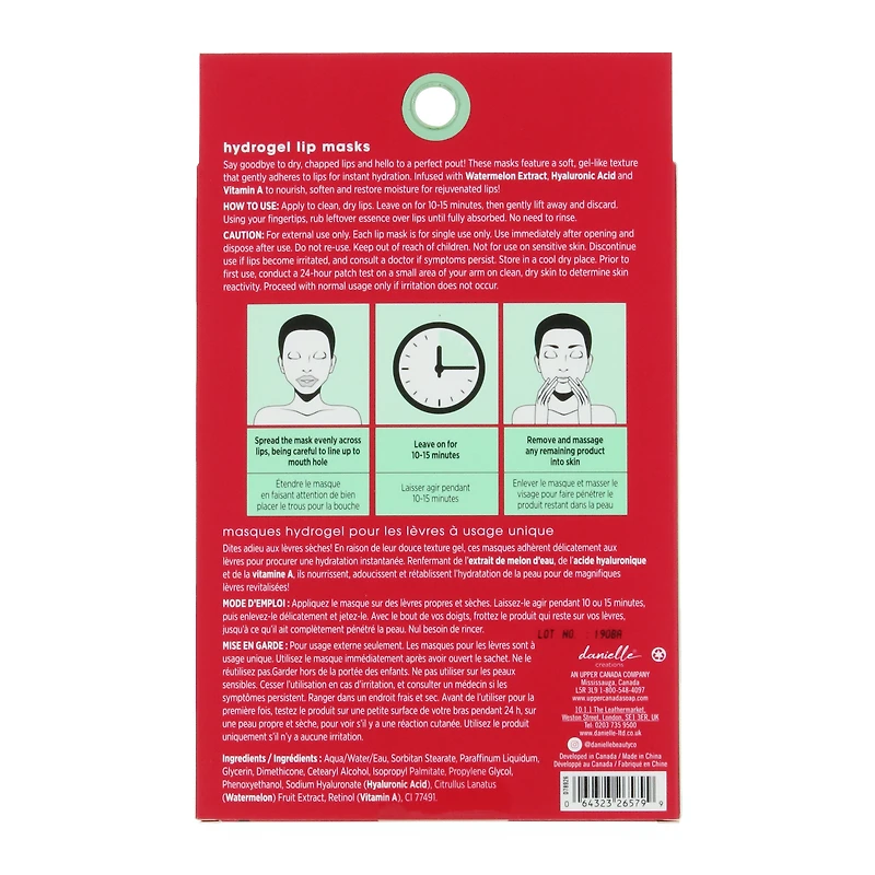 danielle creations® watermelon treatment lip masks 5-count