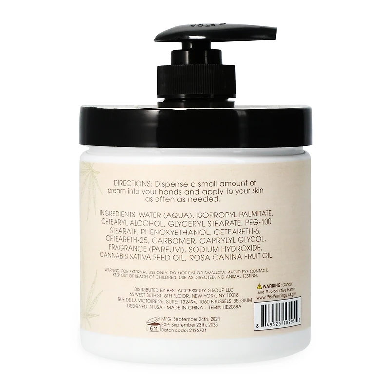 hemp+ hydration cream with hemp seed oil + rosehip 16.9 fl.oz