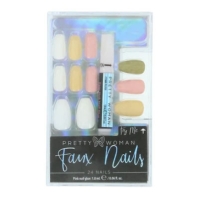 pretty woman faux nails, blue butterflies 24-count