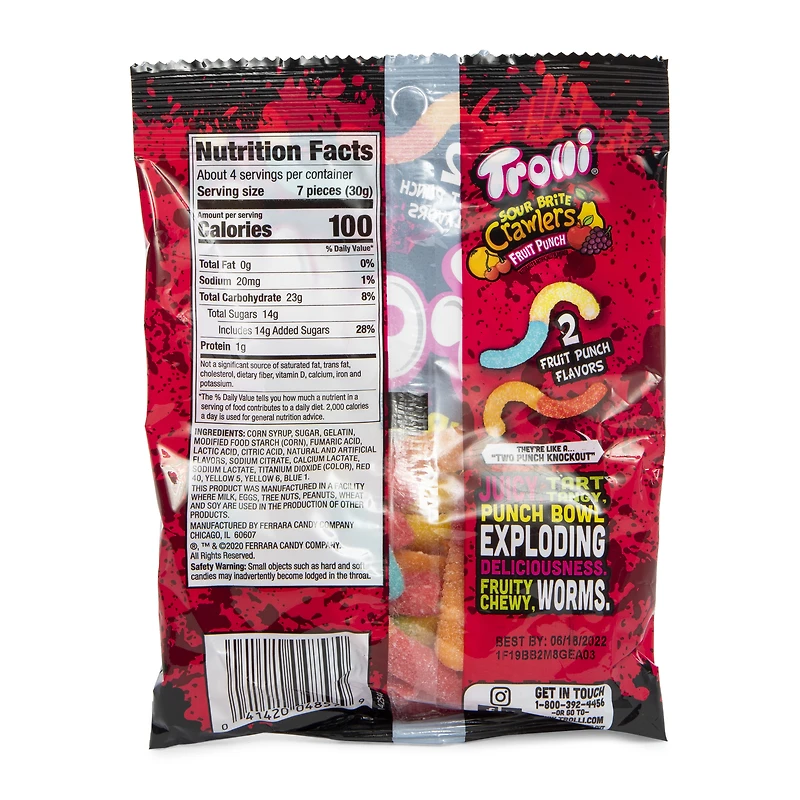 trolli® sour brite® crawlers fruit punch gummi candy 4oz