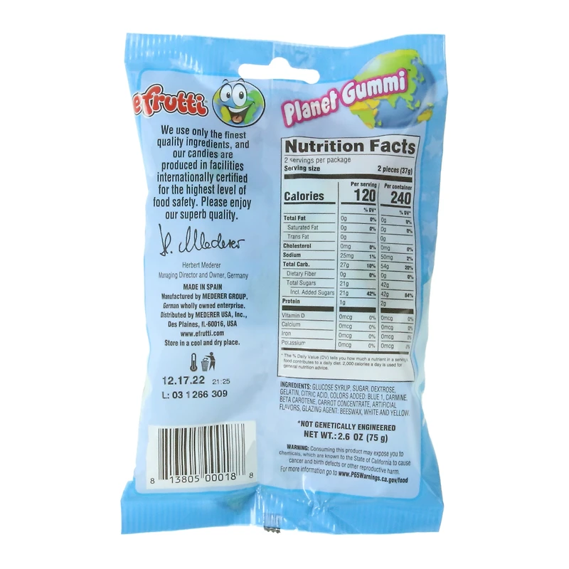 efrutti® planet gummi with fruity center 2.6oz