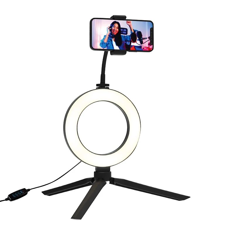 6in studio ring light + phone tripod