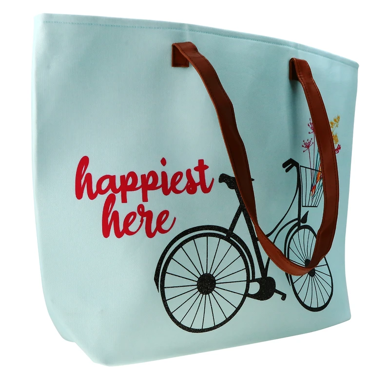 bicycle graphic tote bag 21.75in