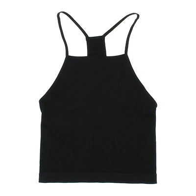 black ribbed halter tank top