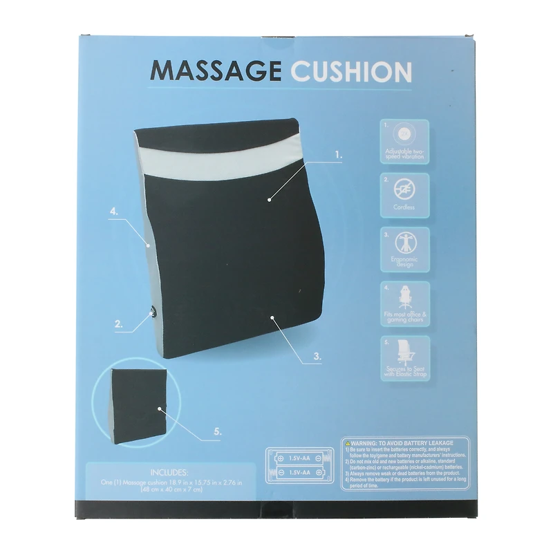 cordless massage chair cushion with 2-speed vibration