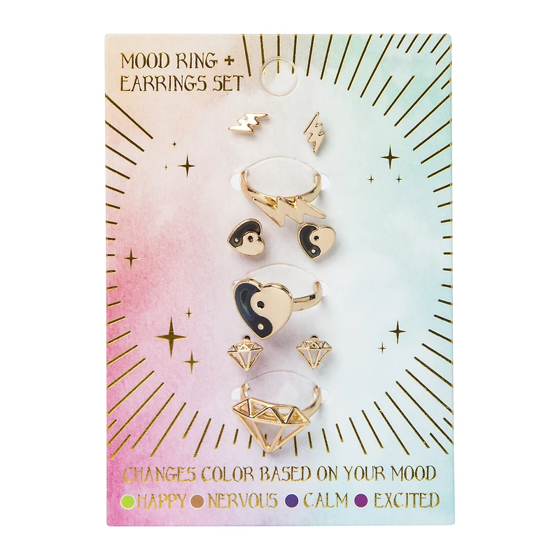 mood ring & studs 6-piece jewelry set