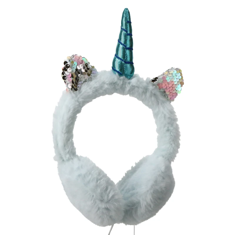fuzzy unicorn wired headphones
