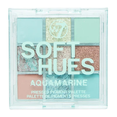 w7® soft hues aquamarine pressed pigment palette