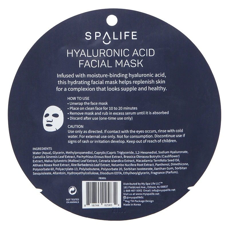 spa life™ hyaluronic acid face mask 0.81oz