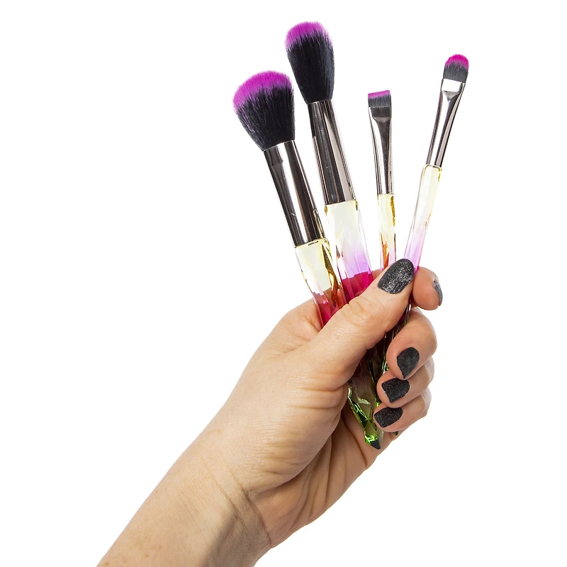4-piece crystal makeup brush set & glitter bag