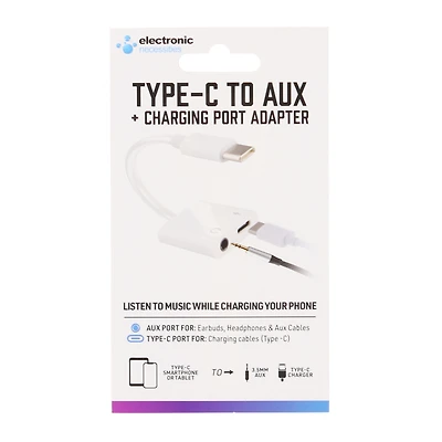 USB Type-C to aux-in headphone + charger adapter