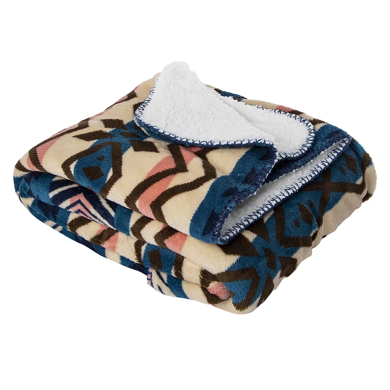 reversible plaid sherpa blanket 50in x 60in
