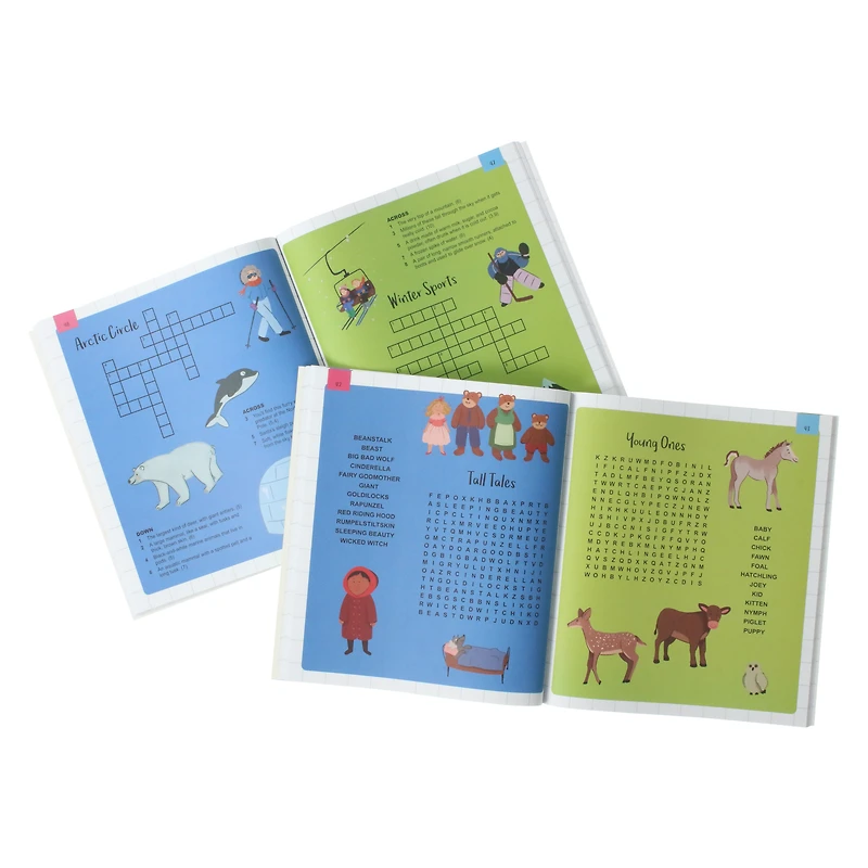 word search & crossword puzzles for kids 2-book bundle