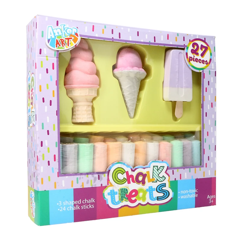 chalk treats 27-piece set with shaped chalks & chalk sticks