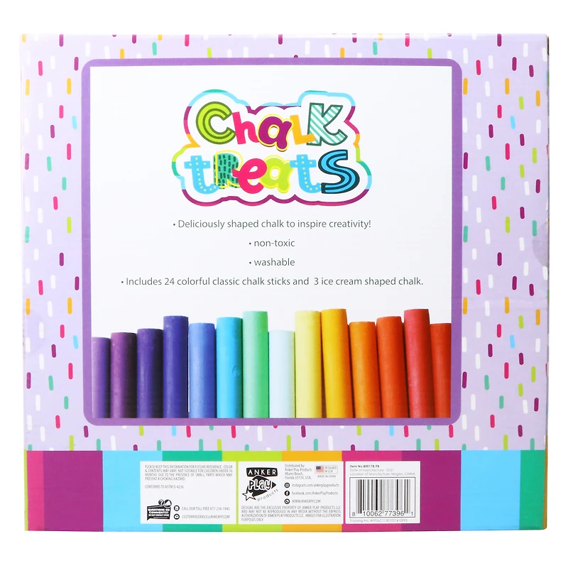 chalk treats 27-piece set with shaped chalks & chalk sticks