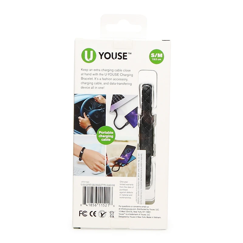 faux leather USB-C charging bracelet - l/xl