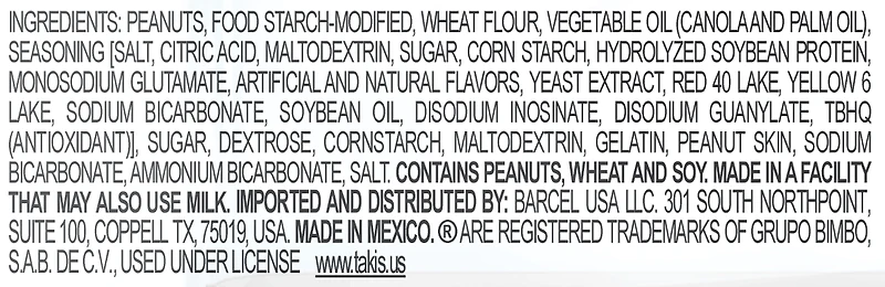 Takis hot nuts fuego double crunch peanuts, hot chili pepper and lime artificially flavored peanuts, 3.2oz bag