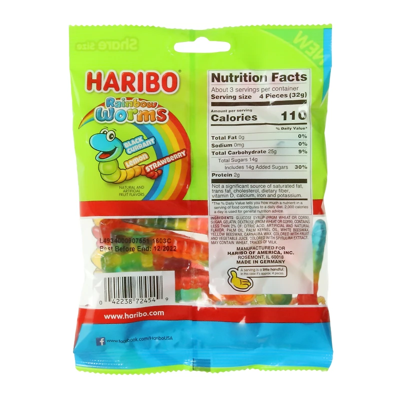 haribo® rainbow gummi worms 4oz