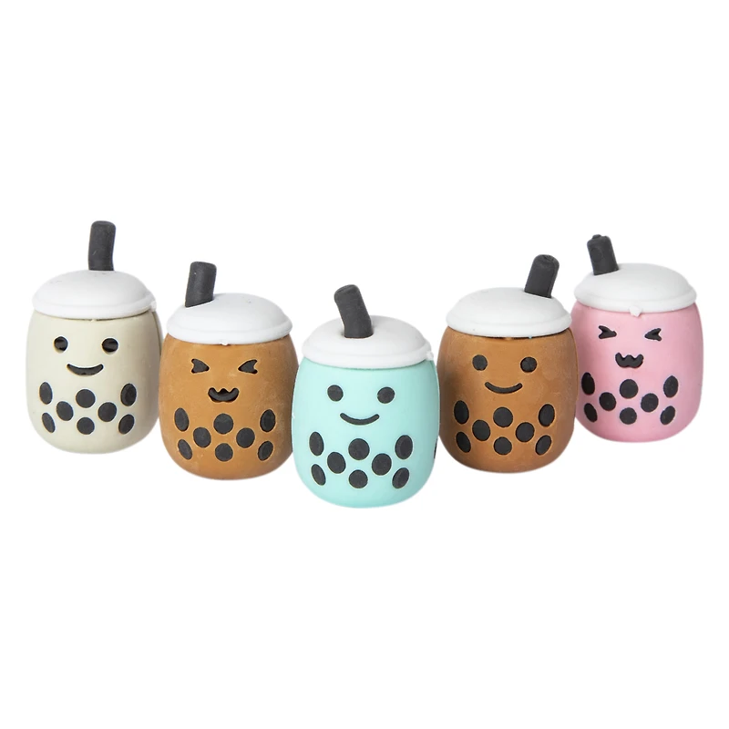 boba tea 3D erasers 5-count set
