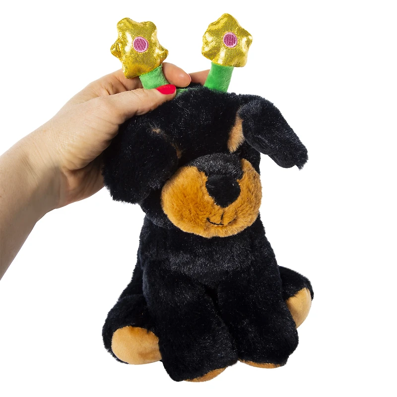 puppy stuffed animal with headband 8in