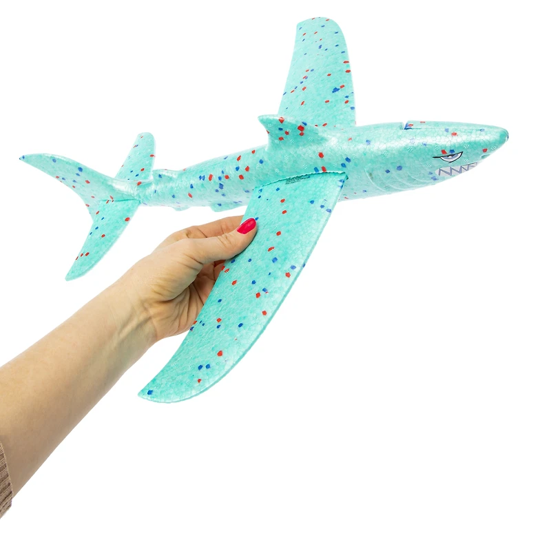 shark foam glider plane 18in