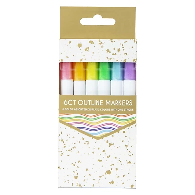 6-count outline markers, assorted colors