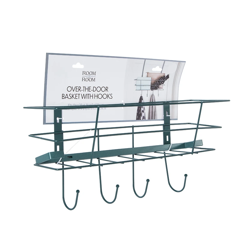 emerald over-the-door basket with hooks 15in x 17.25in