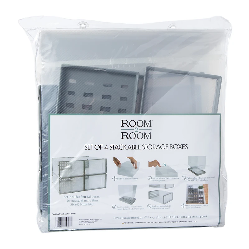 4-count stackable storage boxes set