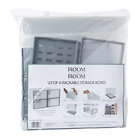 4-count stackable storage boxes set