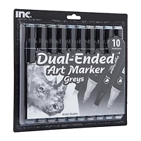dual-ended art marker 10-count set, greys