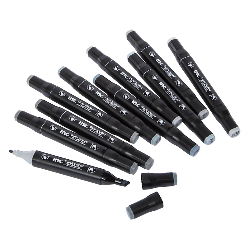 dual-ended art marker 10-count set, greys