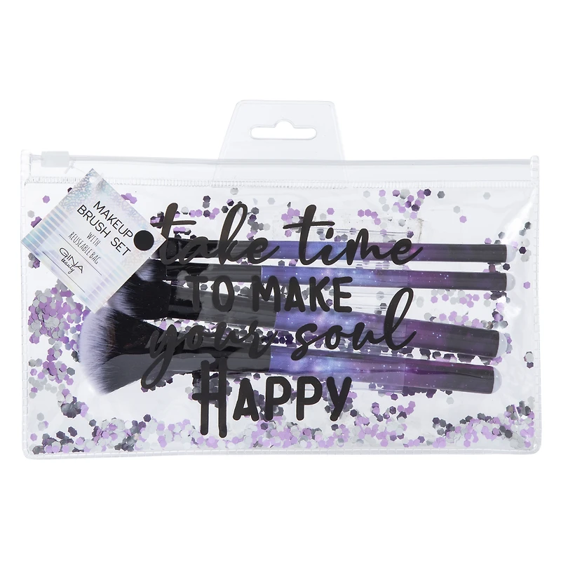 makeup brushes & travel bag 5-piece set - queen