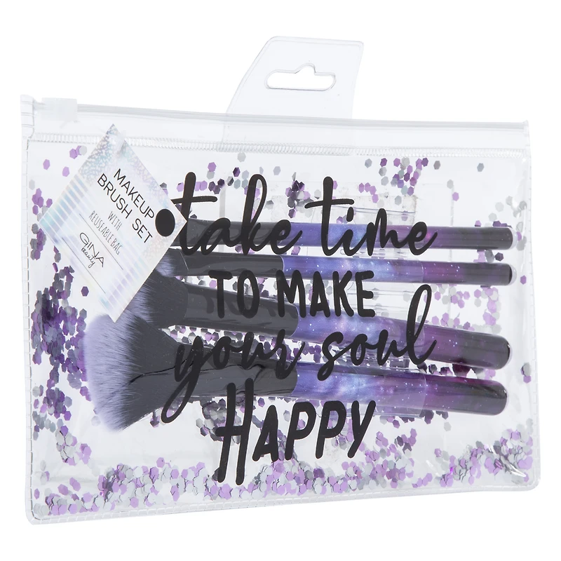 makeup brushes & travel bag 5-piece set - queen