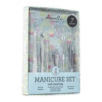 7-piece manicure set with travel bag - pink marble
