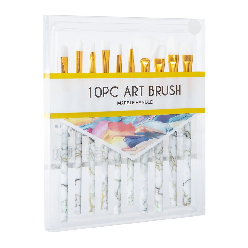 10-piece paint brush set with marble swirl handles
