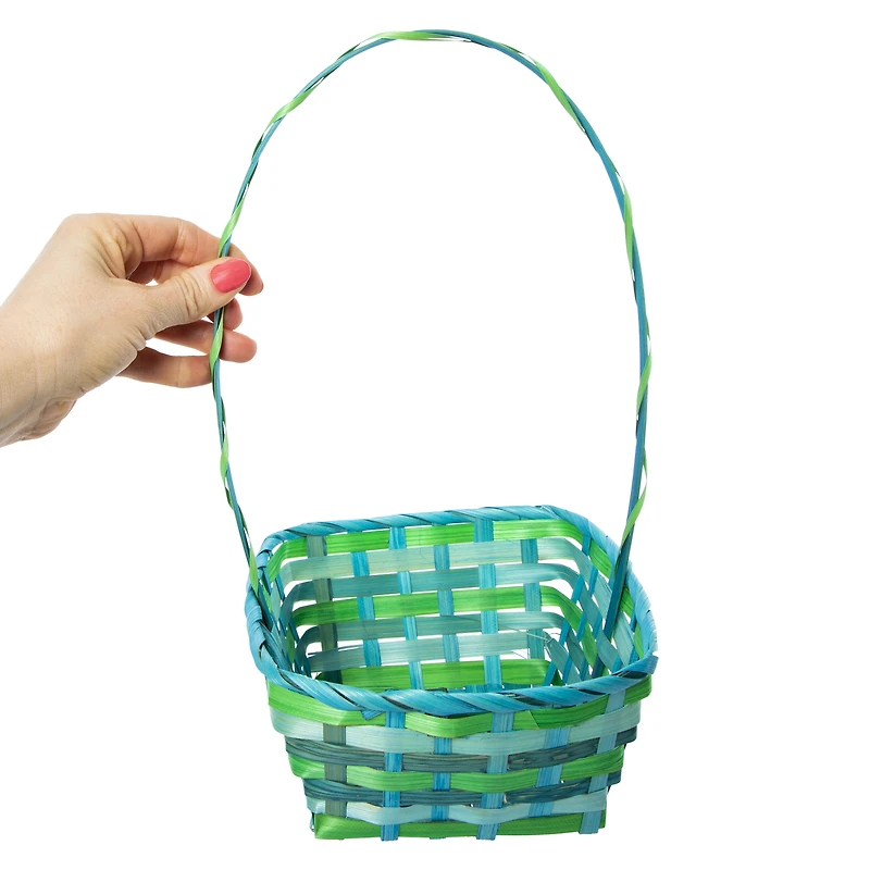 mini bamboo easter basket 7.8in - purple