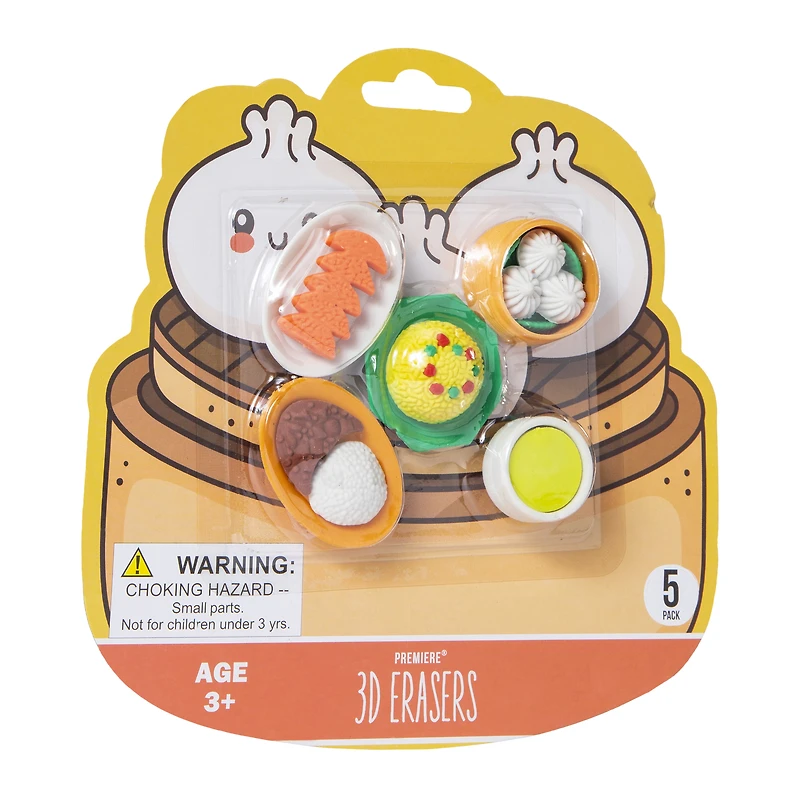 5-count dim sum 3D eraser set