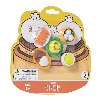 5-count dim sum 3D eraser set