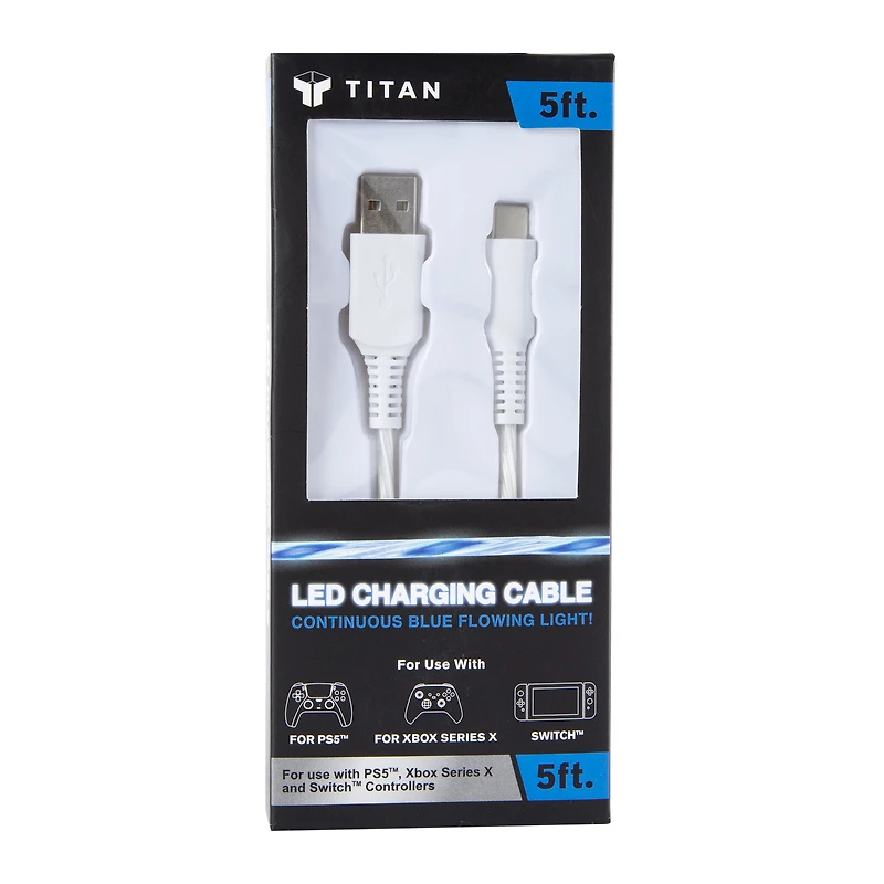 5ft LED USB-C charging cable for gaming controllers